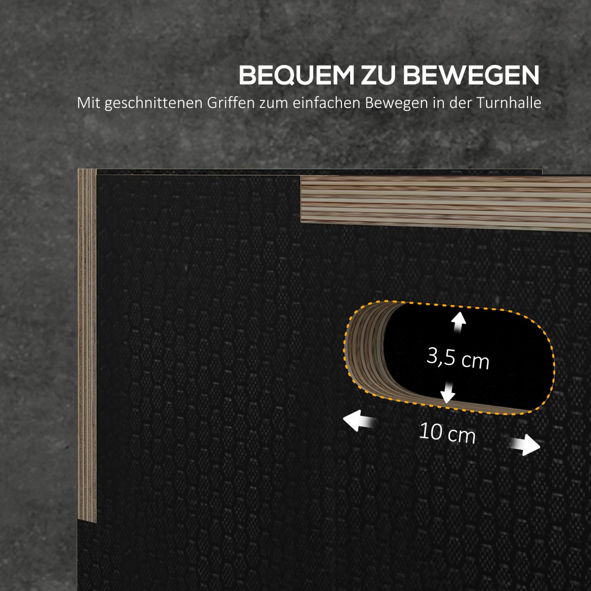 Plyo-Box/Sprungbox, στιβαρό, 61 x 51 x 41 cm, Schwarz, Griff 10x3,5 cm, bis 120 kg