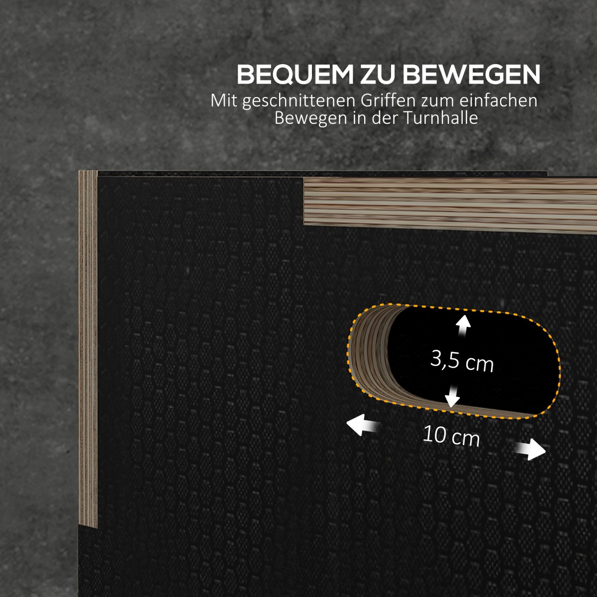 Plyo-Box/Sprungbox, στιβαρό, 76x61x51 cm, Schwarz, Griff 10x3,5 cm, bis 120 kg
