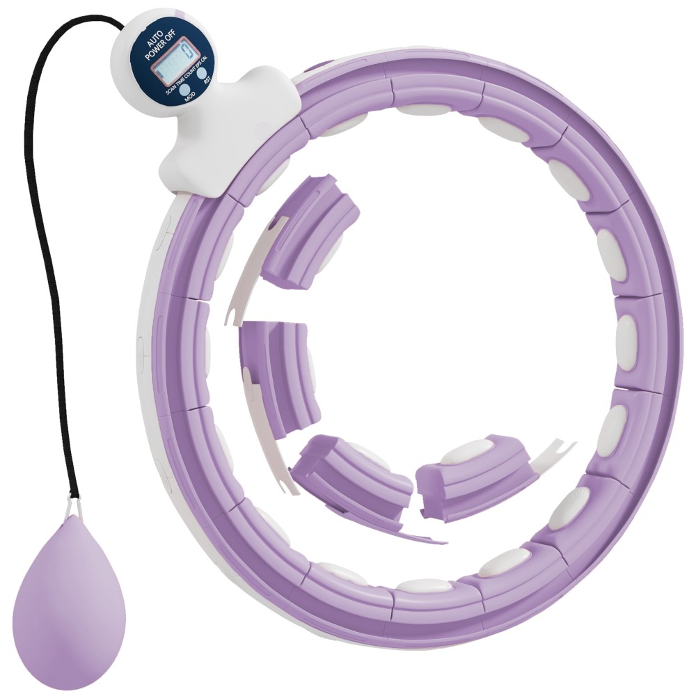 Έξυπνο Hula Hoop Ενηλίκων με μετρητή μπάλας 16 κόμβων (76-113 cm) Μωβ