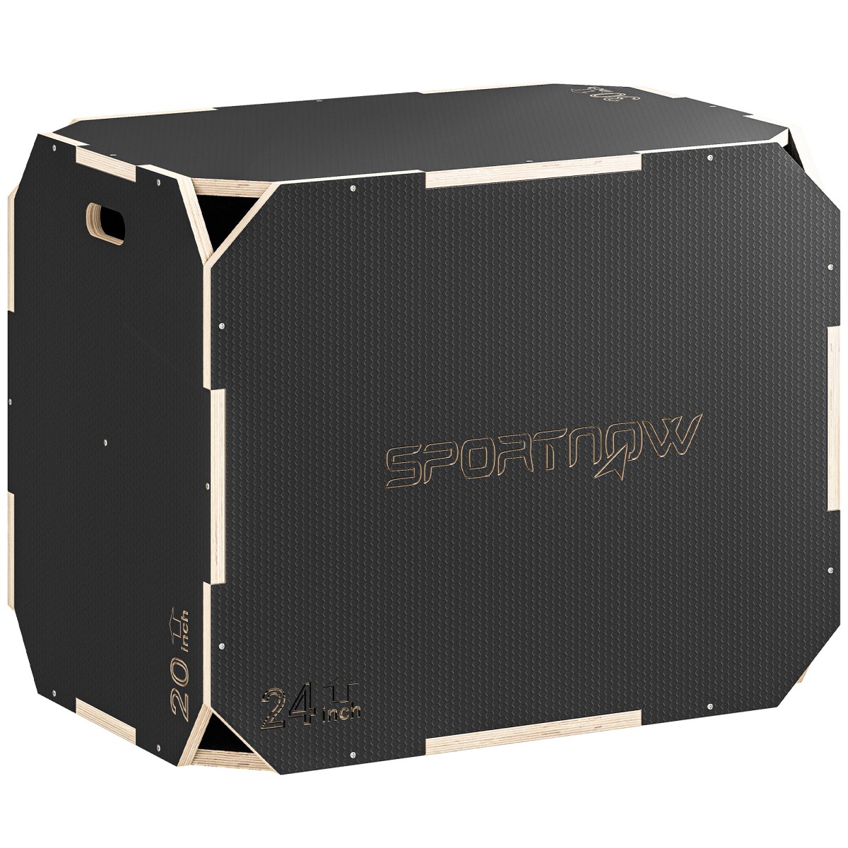 3-σε-1 plyo box, jump box με ανοίγματα λαβής, για γυμναστική στο σπίτι και υπαίθριες προπονήσεις, 3 ύψη άλματος, ξύλο, μαύρο