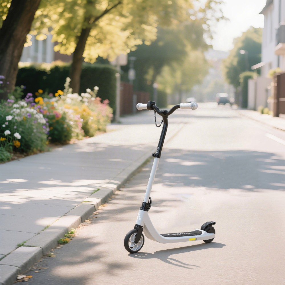 E-scooter, ηλεκτρικό kick scooter, αυτονομία 6 km, ηλικίας 6 ετών και άνω, ατσάλινο πλαίσιο, μαύρο+άσπρο, 76 x 53 x 95 cm