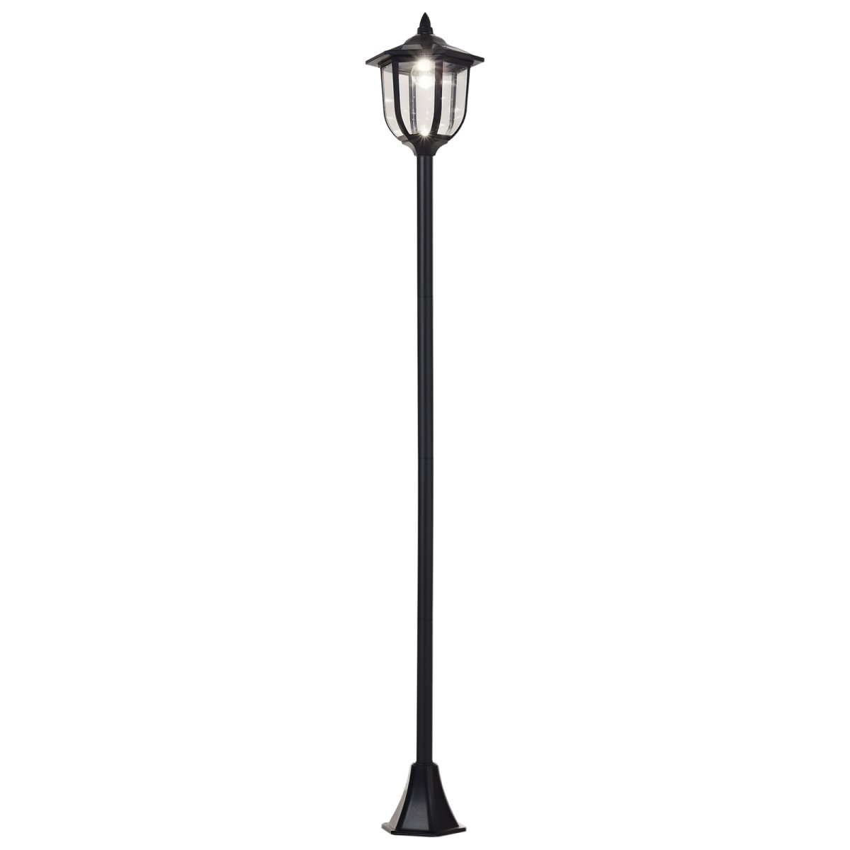 Ηλιακό φανάρι κήπου LED, πλαστικό φανάρι, φωτιστικό εξωτερικού χώρου για εσωτερική και εξωτερική χρήση, ύψος 177 cm, φωτιστικό κήπου, 30/60 lumens, για διακόσμηση μπαλκονιού κήπου μαύρο