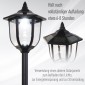 Ηλιακό φανάρι κήπου LED, πλαστικό φανάρι, φωτιστικό εξωτερικού χώρου για εσωτερική και εξωτερική χρήση, ύψος 177 cm, φωτιστικό κήπου, 30/60 lumens, για διακόσμηση μπαλκονιού κήπου μαύρο