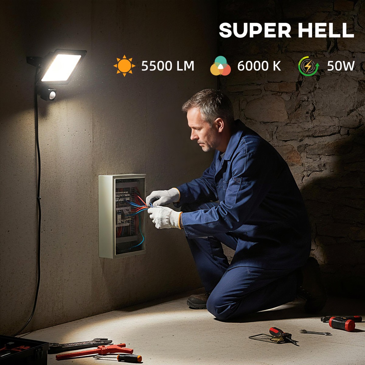 Φωτιστικό εργασίας 50W, ρυθμιζόμενο, 3 modes, αλουμίνιο, ευέλικτη χρήση, μαύρο