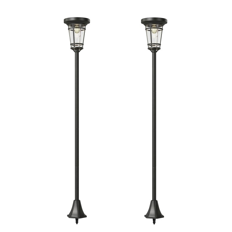 Ηλιακό σετ φαναριών με 2 φωτιστικά δαπέδου 180cm ρυθμιζόμενο ύψος με διακόπτη αισθητήρα φωτός 2 λειτουργιών φωτεινότητας IP44