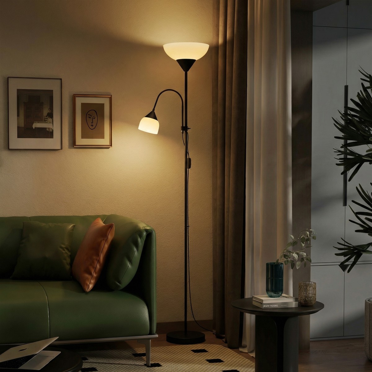 Uplighter, Φωτιστικό δαπέδου για μητέρα και παιδί, ψηλό φωτιστικό με 3 θερμοκρασίες χρώματος και εύκαμπτο λαιμό χήνας, μαύρο