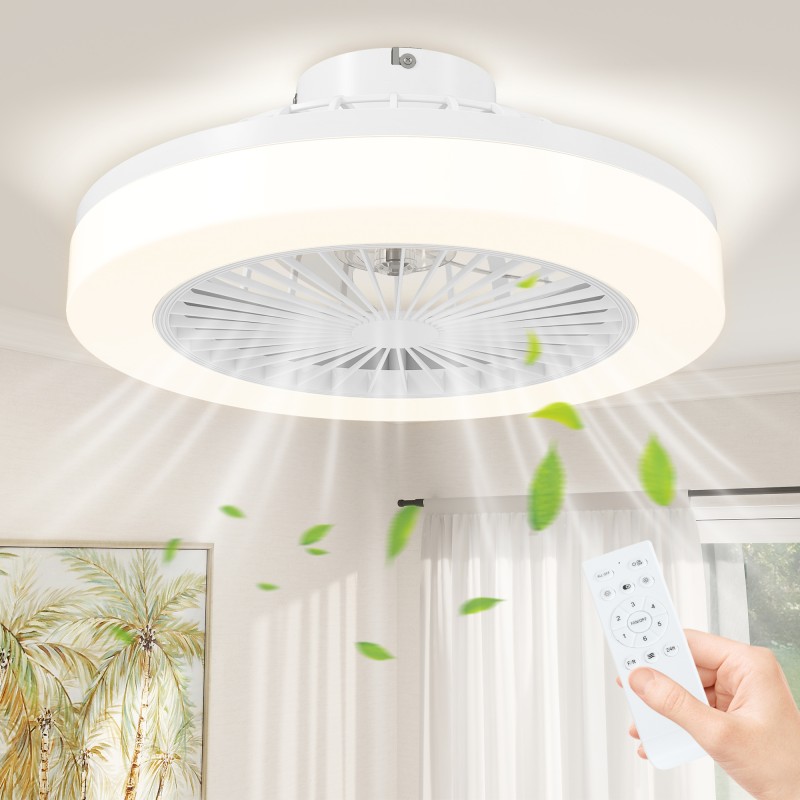 Ανεμιστήρας οροφής με λάμπα LED, 6 ταχυτήτων, τηλεχειριστήριο, λευκό