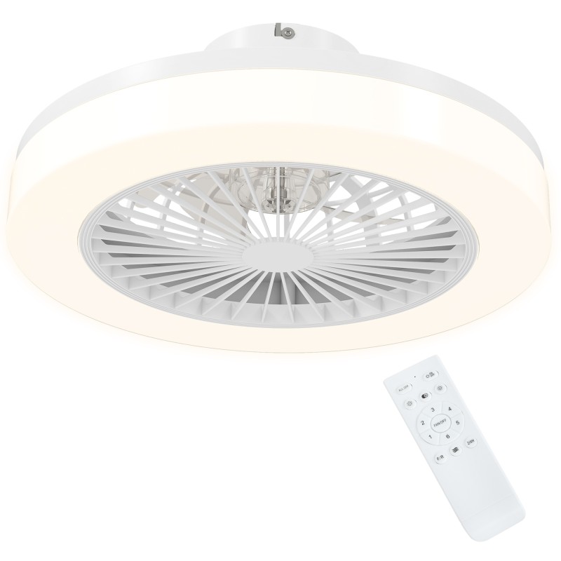 Ανεμιστήρας οροφής με λάμπα LED, 6 ταχυτήτων, τηλεχειριστήριο, λευκό