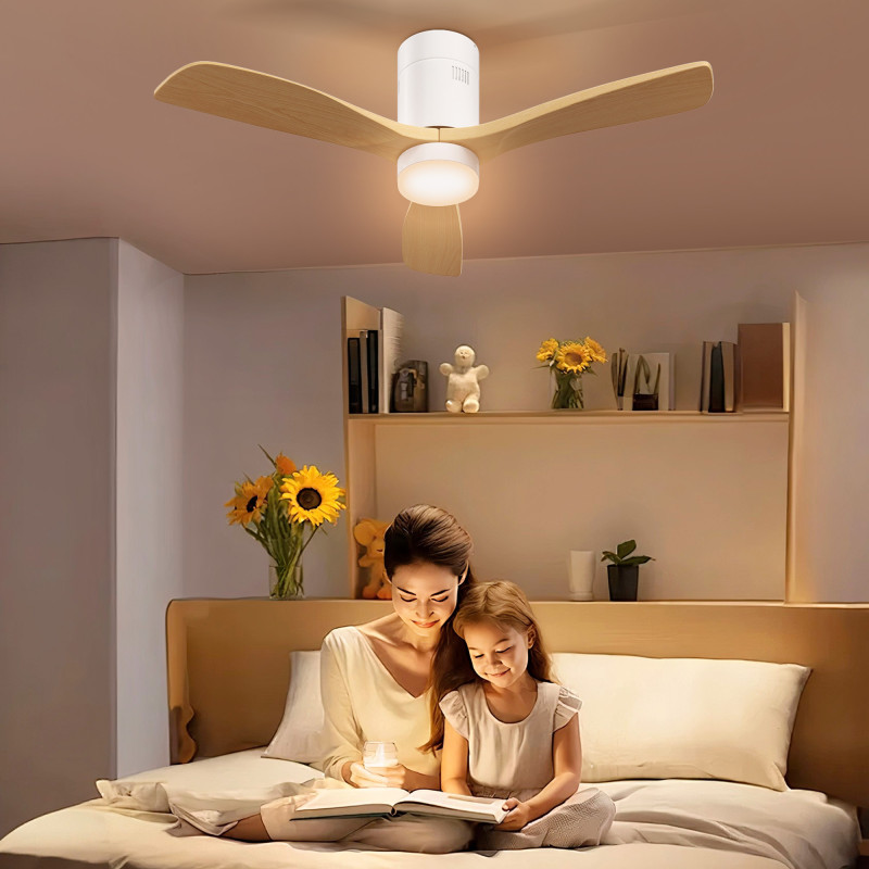 Ανεμιστήρας οροφής με φως LED, 6 ταχύτητες, τηλεχειριστήριο, ανοιχτό καφέ