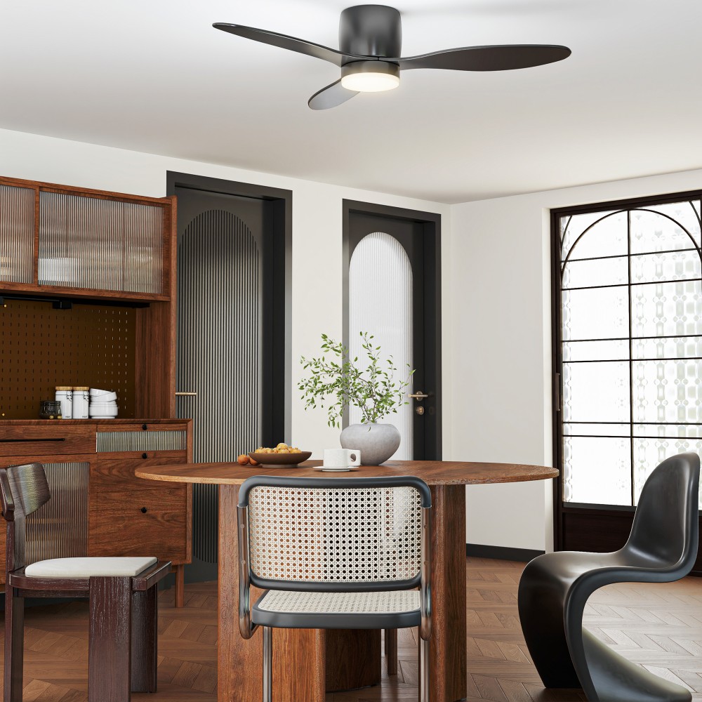 HOMCOM Ανεμιστήρας οροφής με φωτισμό και τηλεχειριστήριο, 3 χρώματα φωτισμού, 6 ταχύτητες, Ρυθμιζόμενη φωτεινότητα, Μαύρο