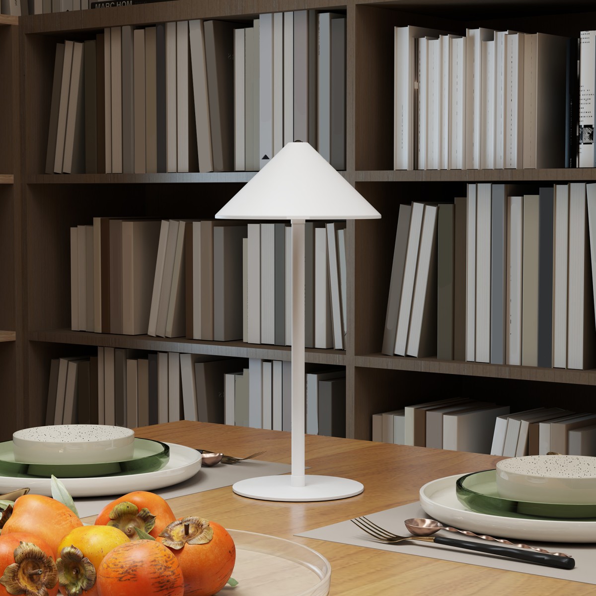 Επιτραπέζιο φωτιστικό LED με καλώδιο USB, διακόπτης αφής, μεταλλικό, επαναφορτιζόμενο, λευκό