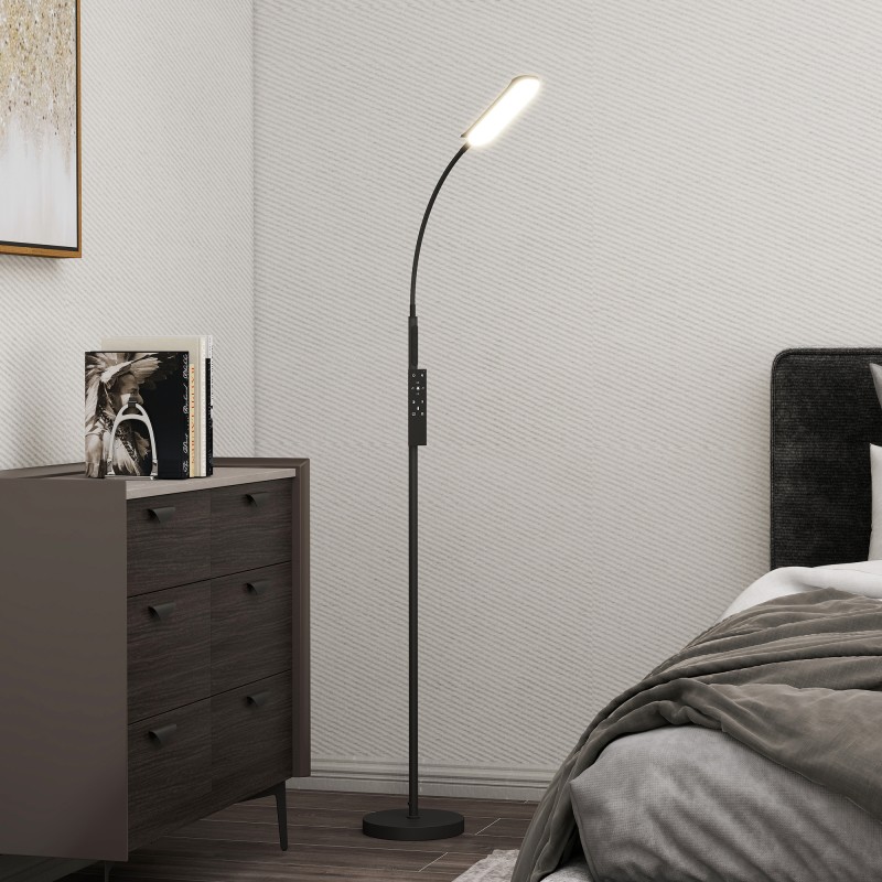Φωτιστικό δαπέδου LED, 5 λειτουργίες, λειτουργία μνήμης, ρυθμιζόμενη φωτεινότητα, ατσάλι, μαύρο