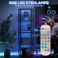 Φωτιστικό δαπέδου RGB με γυάλινα ράφια, φωτιστικό δαπέδου LED 4 επιπέδων με τηλεχειριστήριο, συγχρονισμός μουσικής, μαύρο