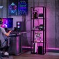 Φωτιστικό δαπέδου RGB με γυάλινα ράφια, φωτιστικό δαπέδου LED 4 επιπέδων με τηλεχειριστήριο, συγχρονισμός μουσικής, μαύρο