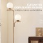 Φωτιστικό δαπέδου LED, μοντέρνο φωτιστικό με 3 θερμοκρασίες χρώματος, γυάλινες μπάλες και ποδοδιακόπτης, χρυσό