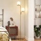 Φωτιστικό δαπέδου LED, μοντέρνο φωτιστικό με 3 θερμοκρασίες χρώματος, γυάλινες μπάλες και ποδοδιακόπτης, χρυσό
