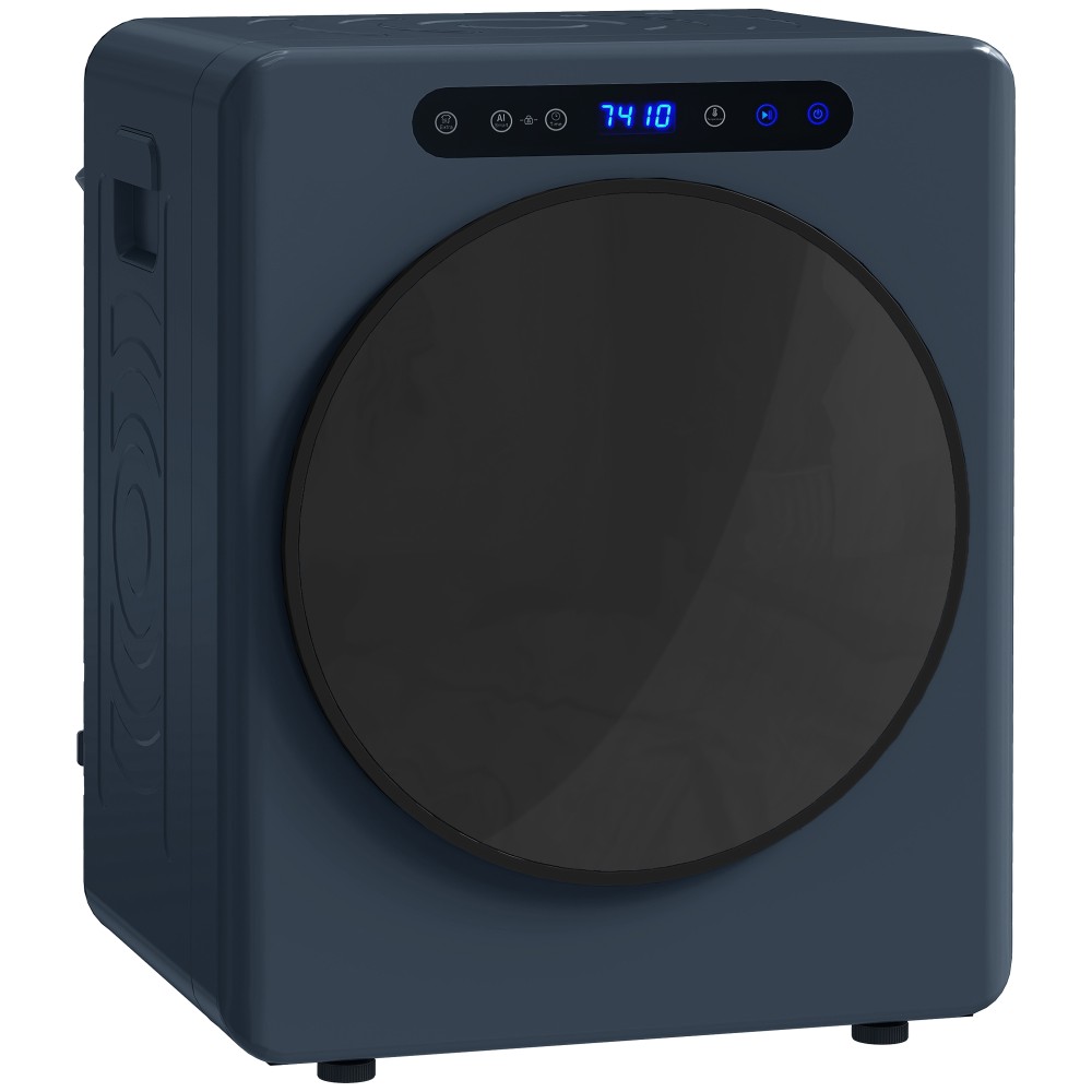 Στεγνωτήριο εξάτμισης 5kg, 1000W Συμπαγές, ανεξάρτητο στεγνωτήριο μπροστινής φόρτωσης με τύμπανο από ανοξείδωτο χάλυβα, χρονοδιακόπτης, μπλε