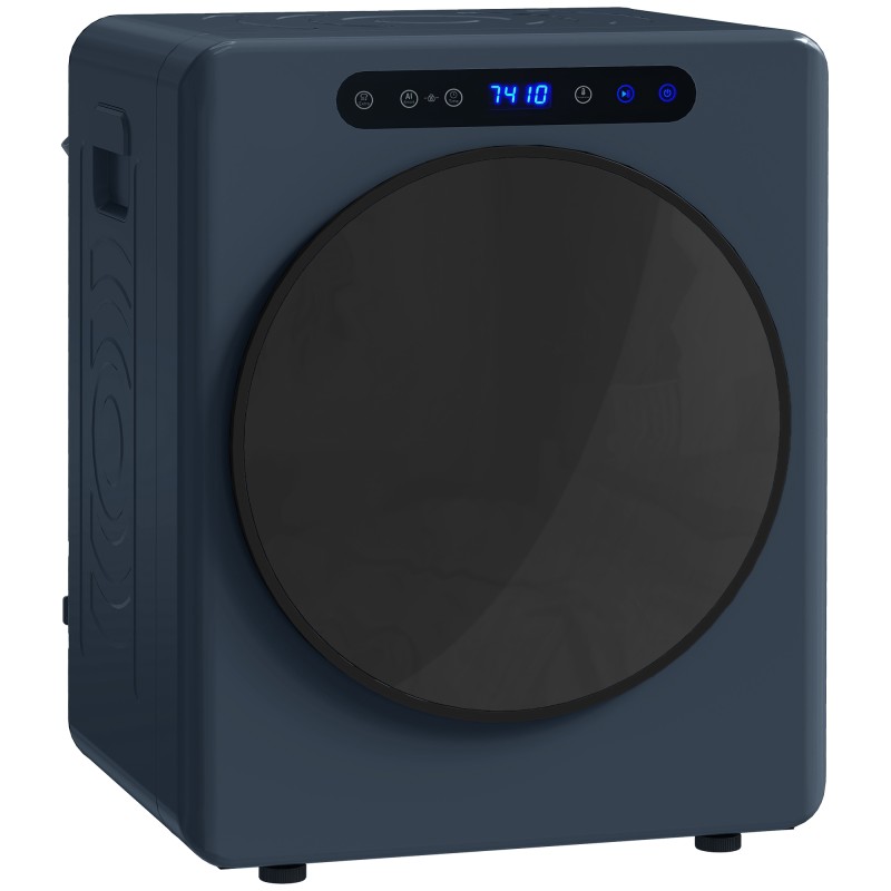 Στεγνωτήριο εξάτμισης 5kg, 1000W Συμπαγές, ανεξάρτητο στεγνωτήριο μπροστινής φόρτωσης με τύμπανο από ανοξείδωτο χάλυβα, χρονοδιακόπτης, μπλε