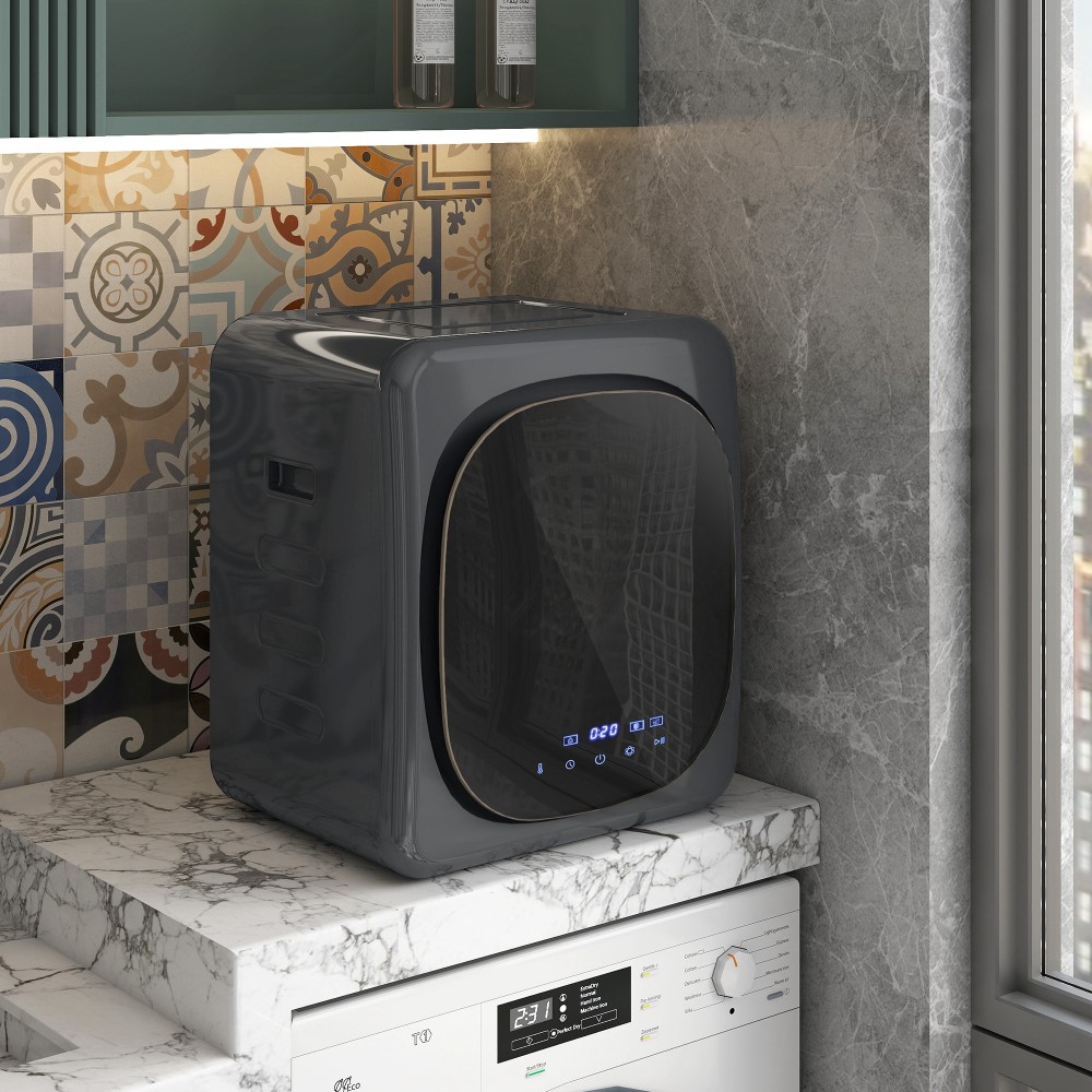 Στεγνωτήριο με απολύμανση UV, συμπαγής σχεδιασμός, χωρητικότητα 4 kg, ανοξείδωτο, γκρι