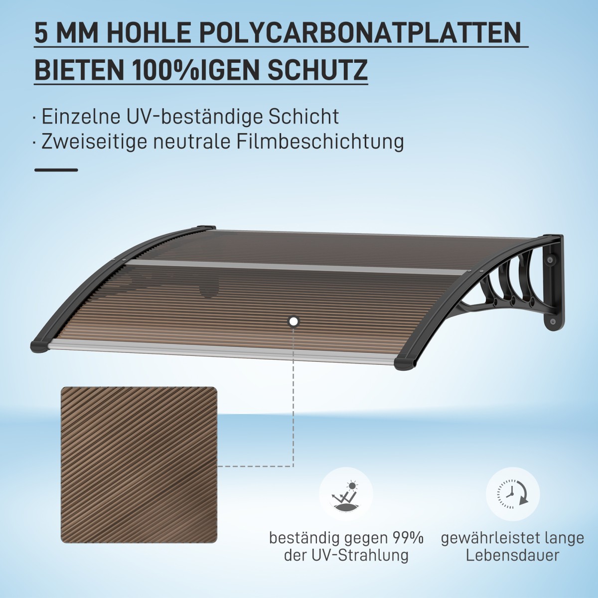Κουβούκλιο κουβούκλιο εξώπορτας 120 x 75 cm στεγασμένο κουβούκλιο κουβούκλιο από πολυανθρακικό