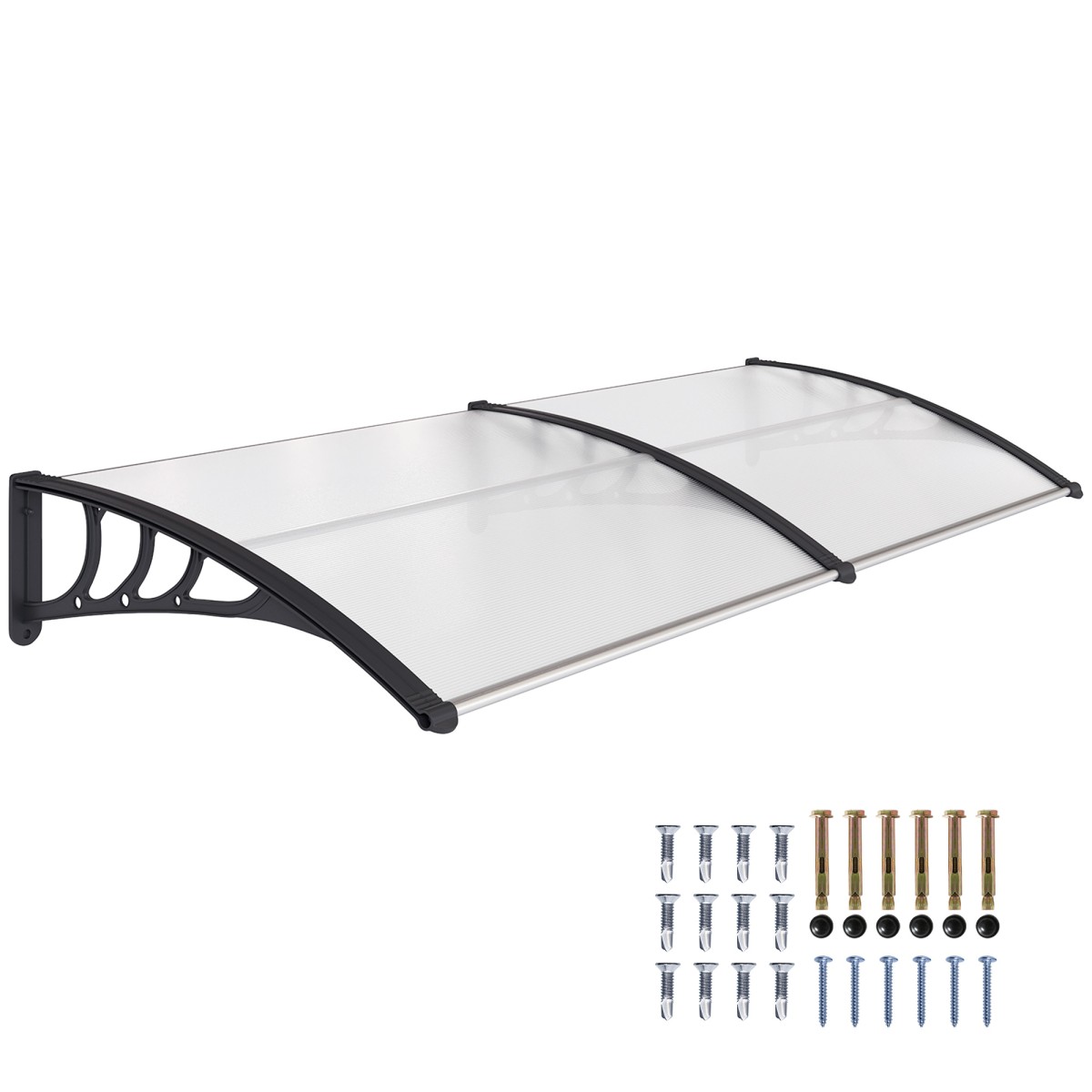 Επιτραπέζιο κουβούκλιο για εξώπορτα 75x195x23 cm κουβούκλιο 5mm πολυανθρακικό αντηλιακό προστασία από βροχή για εξωτερικό αλουμίνιο διάφανο