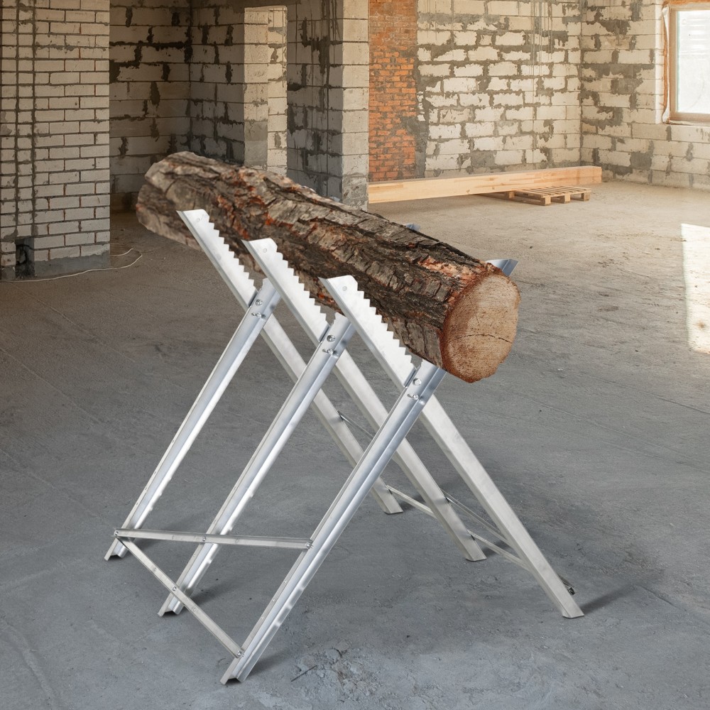 Chainsawhorse sawhorse πτυσσόμενο πλαίσιο πριονιού για καυσόξυλα ασημί μέταλλο 83 x 83 x 79 cm