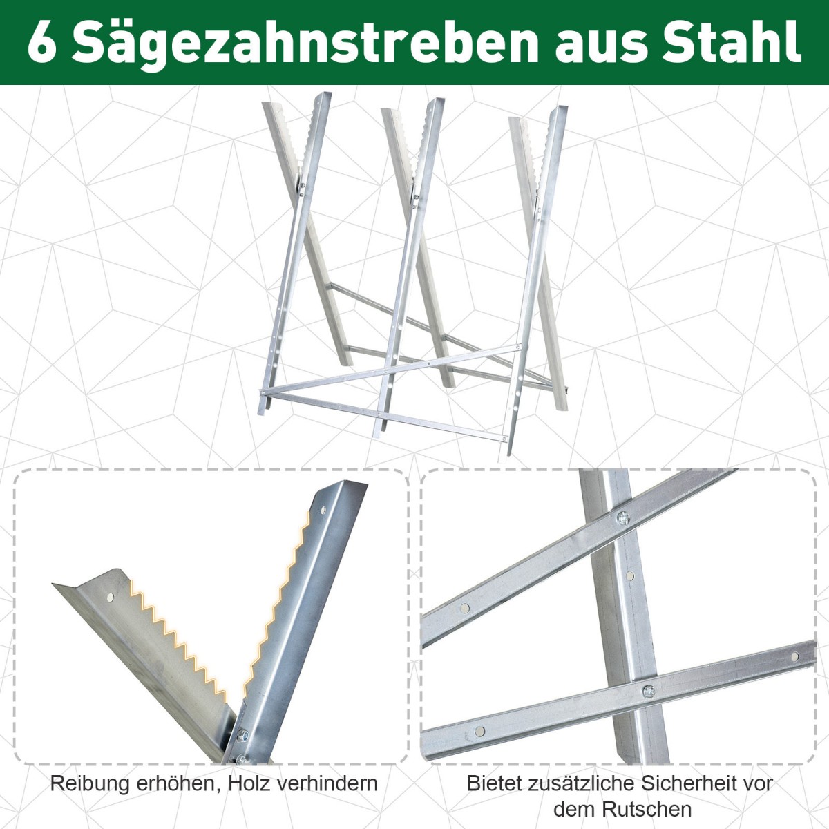 Chainsawhorse sawhorse πτυσσόμενο πλαίσιο πριονιού για καυσόξυλα ασημί μέταλλο 83 x 83 x 79 cm
