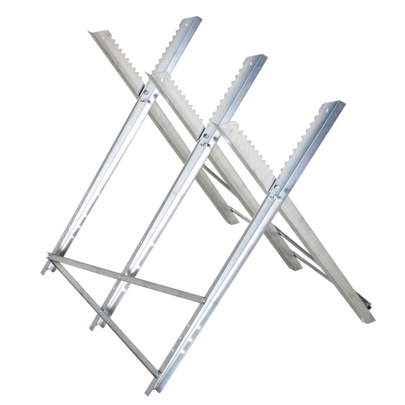 Chainsawhorse sawhorse πτυσσόμενο πλαίσιο πριονιού για καυσόξυλα ασημί μέταλλο 83 x 83 x 79 cm