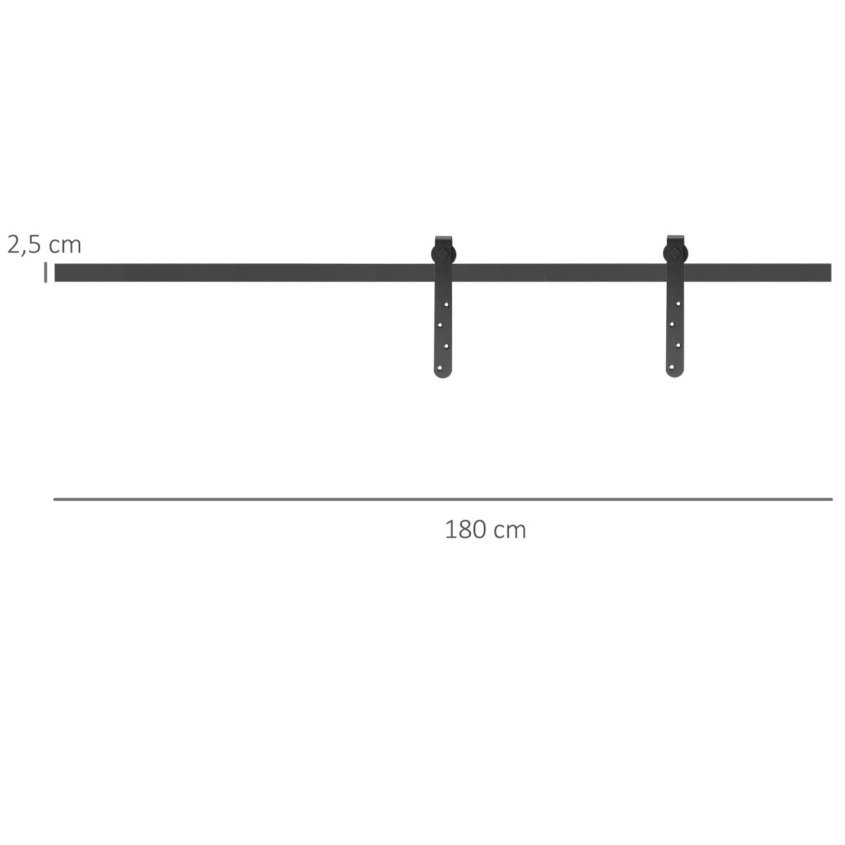 Σετ εξαρτήματα συρόμενων πορτών 180 cm πλήρες σετ με ράγες, ρολά, αντιολισθητικές συσκευές ανθρακούχο χάλυβα