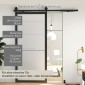 Σετ συρόμενης πόρτας, αθόρυβη & λεία, για τοίχους από ξύλο & τσιμέντο, 183cm, ατσάλι, μαύρο