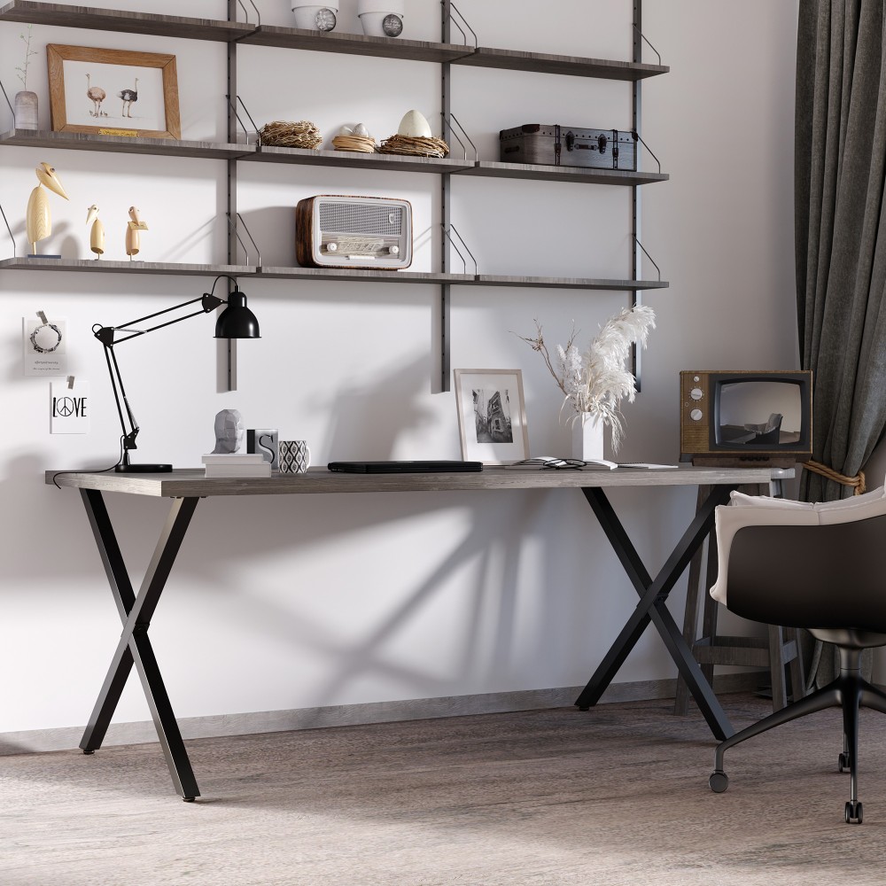 HOMCOM 2 τεμάχια ατσάλινα πόδια τραπεζιού, πόδια τραπεζιού για τραπεζαρία, γραφείο, τραπεζάκι σαλονιού, βάση τραπεζιού σε σχήμα Χ, μαύρο 72cm