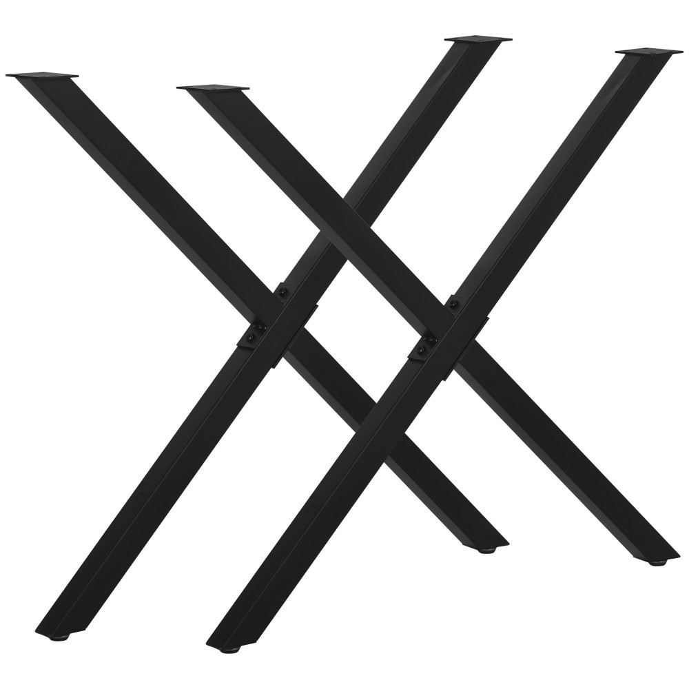 HOMCOM 2 τεμάχια ατσάλινα πόδια τραπεζιού, πόδια τραπεζιού για τραπεζαρία, γραφείο, τραπεζάκι σαλονιού, βάση τραπεζιού σε σχήμα Χ, μαύρο 72cm