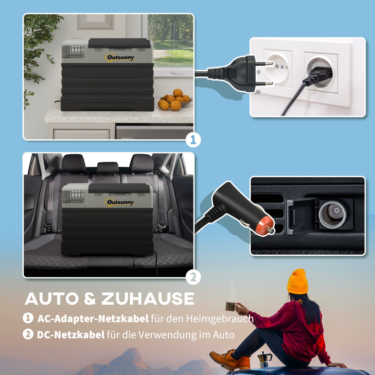 Ψυγείο αυτοκινήτου, cool box, κινητό, 56L -20℃ έως 20℃, 69x43x54cm, μαύρο/γκρι