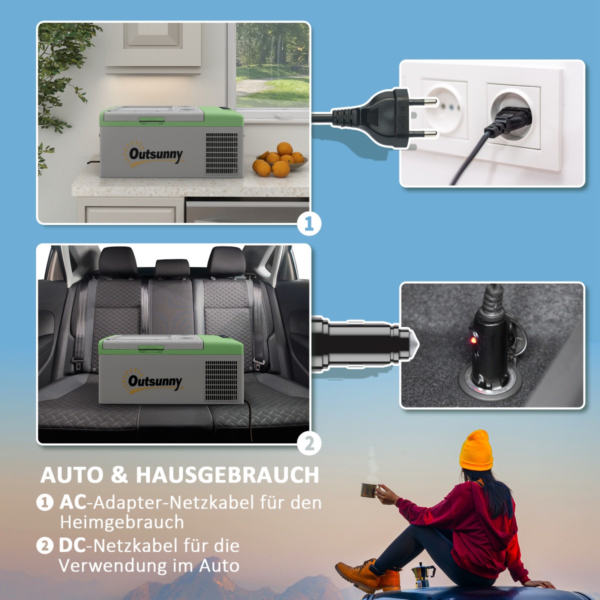 Ψυγείο αυτοκινήτου, cool box, 16L, -20℃ έως 10℃, ECO/MAX, 60x32x26cm, πράσινο/γκρι