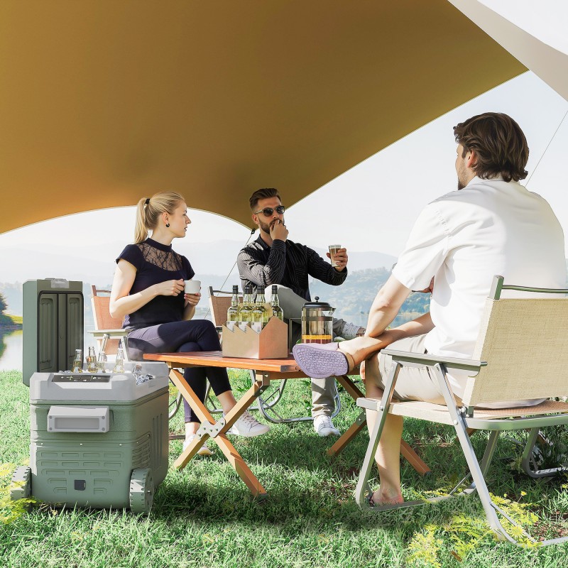 Ψυγείο 33L Camping Travel Cooler Φορητό ψυγείο αυτοκινήτου με 2 διαμερίσματα και ρόδες πλαστικό πράσινο