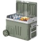Ψυγείο 33L Camping Travel Cooler Φορητό ψυγείο αυτοκινήτου με 2 διαμερίσματα και ρόδες πλαστικό πράσινο