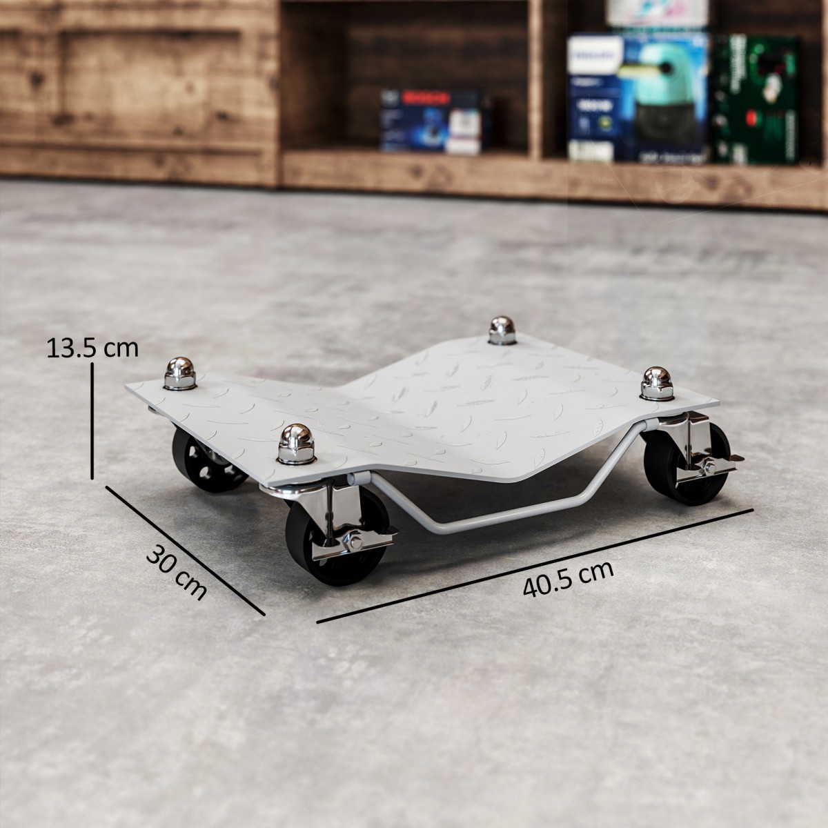 Jack 2 τεμαχίων Maneuvering Aid Tire Changing Jack with 4 Wheels for Car Grey 40,5L x 30W x 13,5H cm
