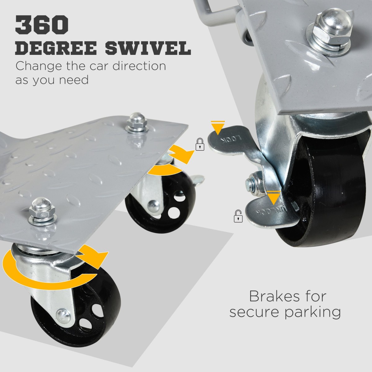 Jack 2 τεμαχίων Maneuvering Aid Tire Changing Jack with 4 Wheels for Car Grey 40,5L x 30W x 13,5H cm