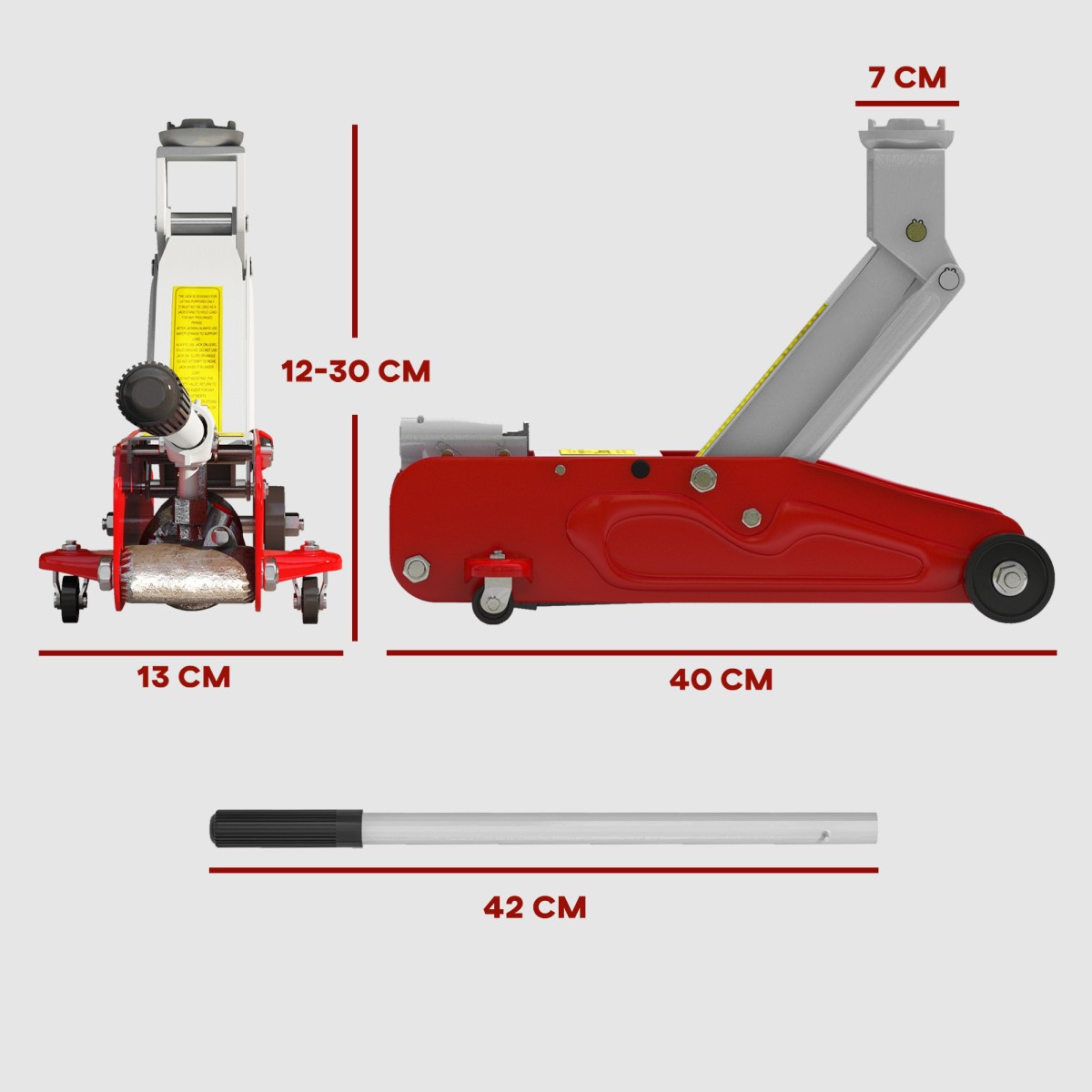 Hydraulic Jack Compact Protection Overload Car 2t 120-300mm Red Yellow