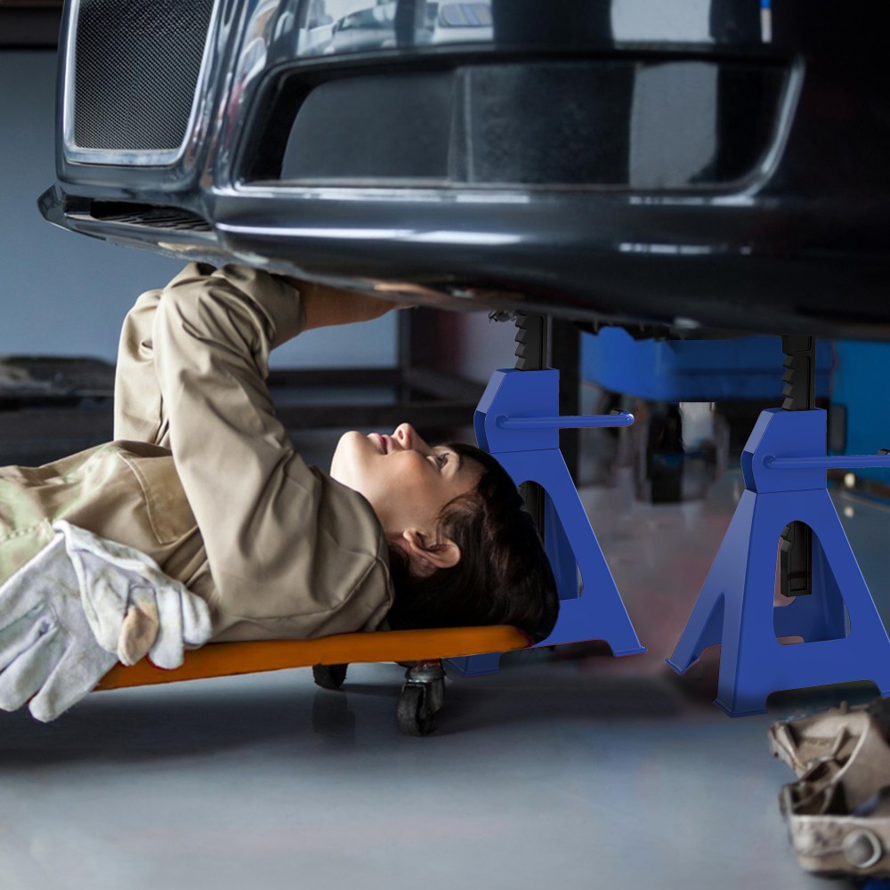 Τρίκλο στήριξης χωρητικότητας 3 τόνων 2 τεμάχια βάση στήριξης 13 επίπεδα ρυθμιζόμενο ύψος 385 mm έως 600 mm μπλε