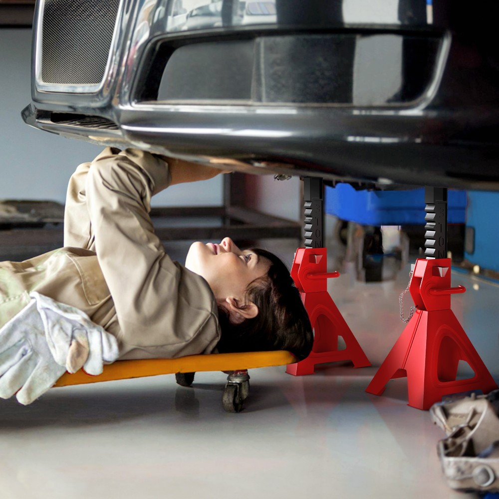 Τρίκλινο στήριξης χωρητικότητας 3 τόνων 2 τεμάχια Τρίκλωμα στήριξης με πείρο ασφαλείας 10 επίπεδα ρυθμιζόμενο ύψος κόκκινο