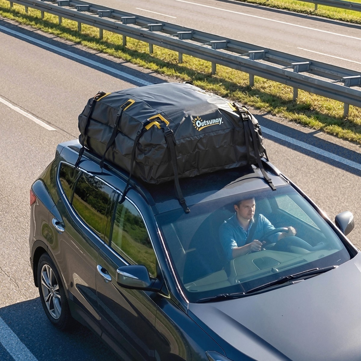 Car Roof Box 21 κυβικά πόδια Πτυσσόμενη αδιάβροχη σχάρα οροφής με αντιολισθητικό χαλάκι 10 ιμάντες βαρέως τύπου 6 γάντζοι πόρτας