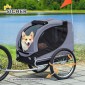 Ρυμουλκούμενο ποδηλάτου σκύλου έως 20 κιλά αναδιπλούμενο με ανακλαστήρες γενικής σύνδεσης με σημαία αποθηκευτικό χάλυβα + γκρι πολυεστέρα + μαύρο 130 x 73 x 90 cm