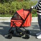 Καροτσάκι σκύλου με καροτσάκι έως 10 κιλά αναδιπλούμενος ρυθμιζόμενος θόλος κόκκινο της Οξφόρδης 76,5 x 52 x 95 cm