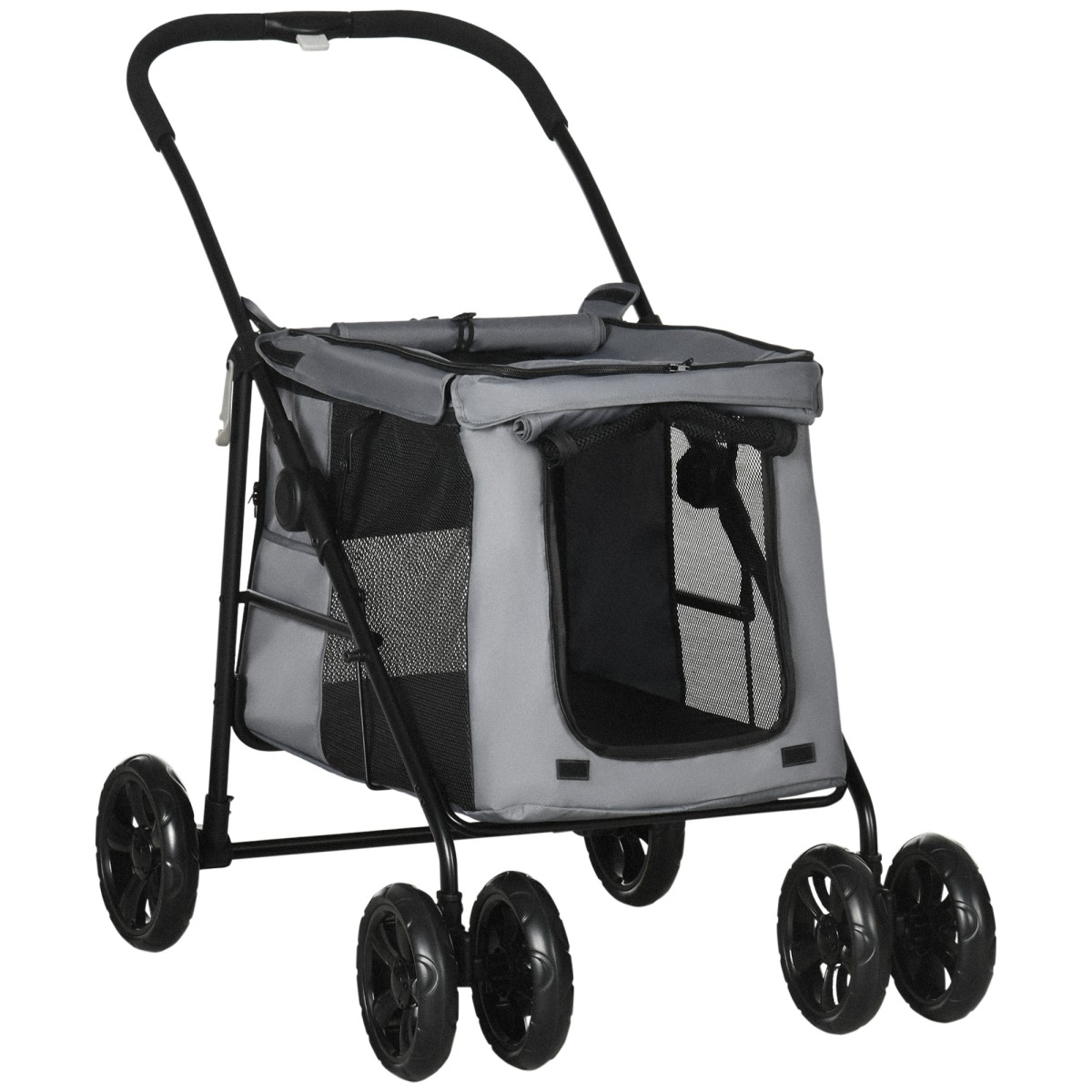 Dog Buggy Dog Cart έως 20 kg Πτυσσόμενες 3 πλαϊνές τσέπες 102 cm x 62 cm x 105 cm Γκρι