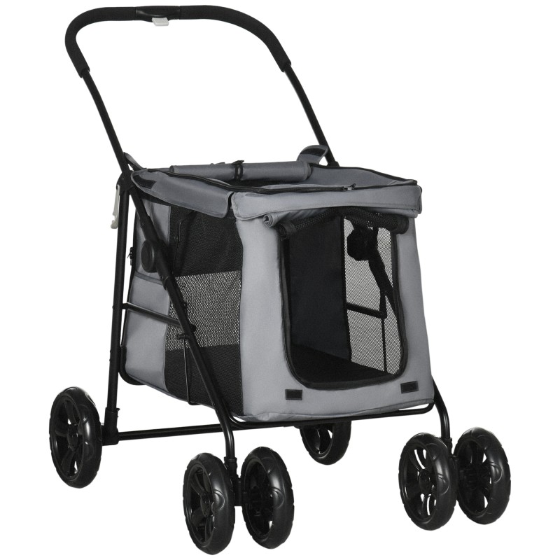 Dog Buggy Dog Cart έως 20 kg Πτυσσόμενες 3 πλαϊνές τσέπες 102 cm x 62 cm x 105 cm Γκρι
