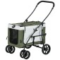 Dog Buggy Pet Buggy Dog Cart Πτυσσόμενο αφαιρούμενο καλάθι 81 x 58 x 97,5 cm Μαύρο + Σκούρο Πράσινο + Λευκό
