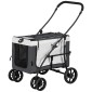 Buggy για σκύλους κατοικίδιο ζώο καροτσάκι έως 10 κιλά πτυσσόμενο αποσπώμενο καλάθι 81 x 58 x 97,5 cm μαύρο + γκρι + λευκό