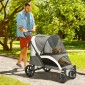Καρότσι σκύλου, Πτυσσόμενο Buggy σκύλου για Μεσαίους σκύλους, Καροτσάκι κατοικίδιων ζώων με 4 ρόδες, Λουράκια ασφαλείας Φρένα Σκούρο Γκρι