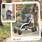 Καρότσι σκύλου, Πτυσσόμενο Buggy σκύλου για Μεσαίους σκύλους, Καροτσάκι κατοικίδιων ζώων με 4 ρόδες, Λουράκια ασφαλείας Φρένα Σκούρο Γκρι